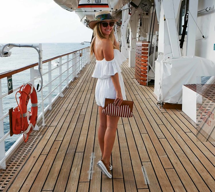 Kiersten Rich of The Blonde Abroad onboard the Crystal Symphony in a shot from the blog.