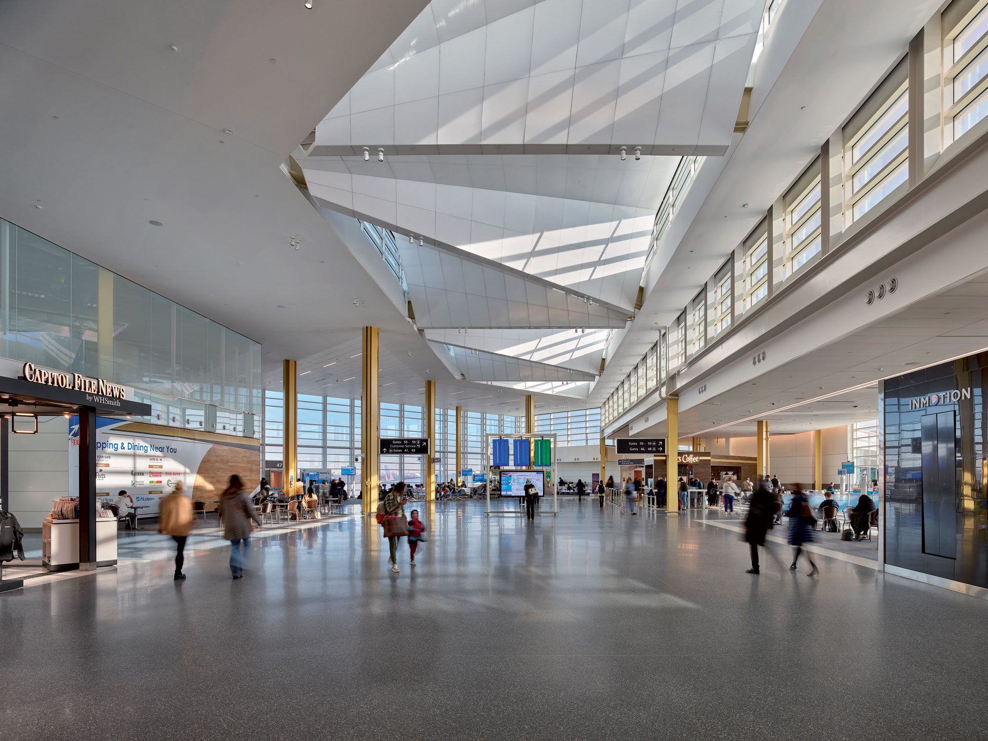 High ceilings and lots of natural light at Washington Reagan National’s recently opened North Concourse. (Courtesy of PGAL)