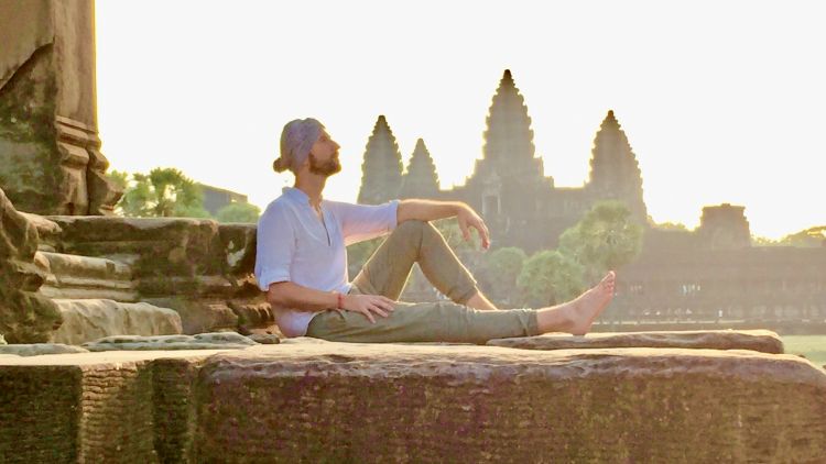 Jacob Marek, founder of IntroverTravels, at Angkor Wat. Marek caters to curious introverts, and his trips provide the space and time for introspection while emphasizing nature, culture and history.