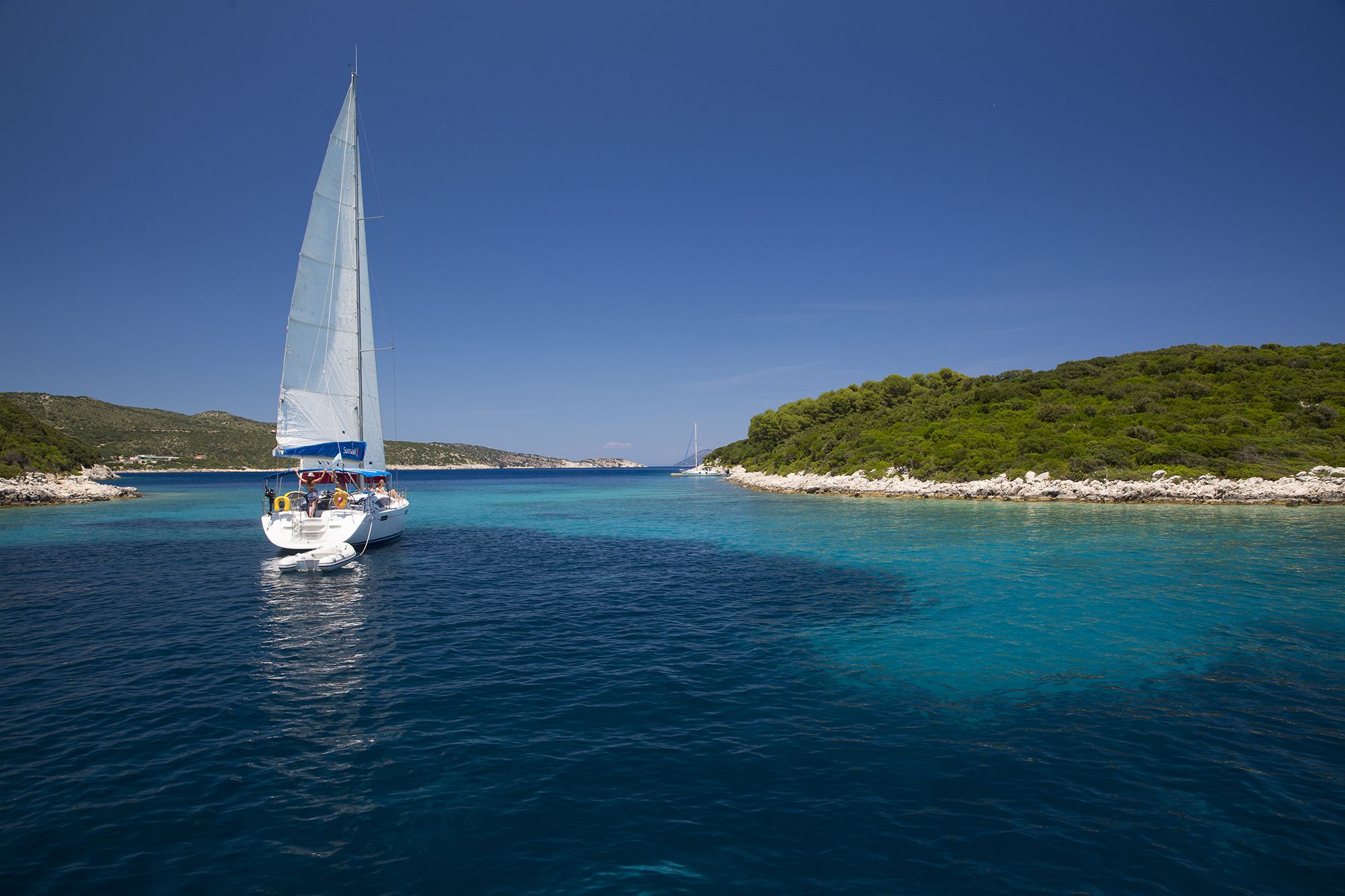 A Sunsail charter vessel on the Ionian Sea. (Courtesy of Sunsail Yacht Charters)